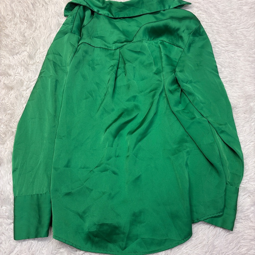 ZARA Kelly Green Silk Effect Blouse - Picture 4 of 4